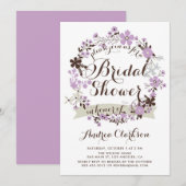 Invitation Jolie Fête des mariées de couronnes florales viole (Devant / Derrière)