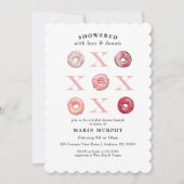 Invitation Jolie Fête des mariées de donut rose-rouge (Devant)