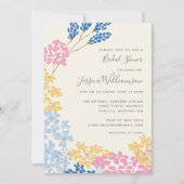 Invitation Jolie Fête des mariées de fleurs bleu et jaune été (Devant)