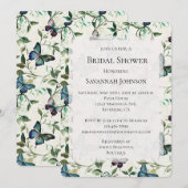 Invitation Jolie Fête des mariées de papillons bleus (Devant / Derrière)