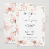 Invitation Jolie Fête des mariées de papillons roses (Devant / Derrière)