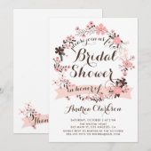 Invitation Jolie Fête des mariées de printemps rose fleurie (Devant / Derrière)