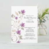 Invitation Jolie Fête des mariées de vigne florale violette m (Debout devant)