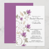 Invitation Jolie Fête des mariées de vigne florale violette m (Devant / Derrière)