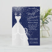 Invitation Jolie Fête des mariées en bleu marine (Debout devant)