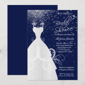 Invitation Jolie Fête des mariées en bleu marine (Devant / Derrière)