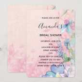 Invitation Jolie Fête des mariées Fleur sauvage rose et bleu (Devant / Derrière)