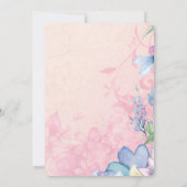 Invitation Jolie Fête des mariées Fleur sauvage rose et bleu (Dos)