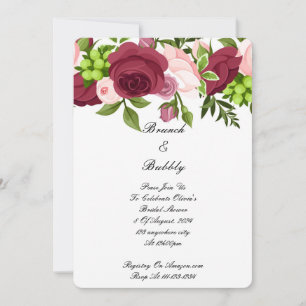 INVITATION JOLIE FÊTE DES MARIÉES FLEURS BLOOMEUSE