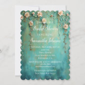 Invitation Jolie Fête des mariées florale rose Turquoise (Devant)