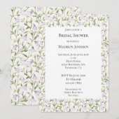 Invitation Jolie Fête des mariées florale violette (Devant / Derrière)