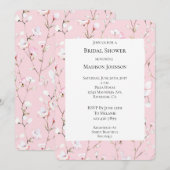 Invitation Jolie Fête des mariées rose blanche florale (Devant / Derrière)