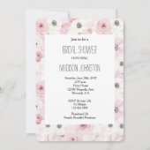 Invitation Jolie Fête des mariées rose blanche florale (Devant)