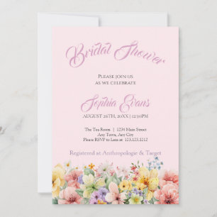 Invitation Jolie Fête des mariées rose Fleur sauvage Garden