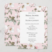 Invitation Jolie Fête des mariées rose Fleurs blanches (Devant / Derrière)