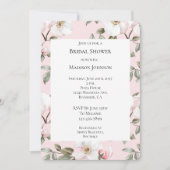 Invitation Jolie Fête des mariées rose Fleurs blanches (Devant)