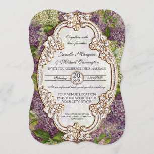 Invitation Jolie Fête des mariées Vintage moderne Lilac Flora