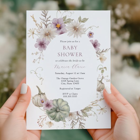 Invitation Jolie Fête des mariées violette Citrouille