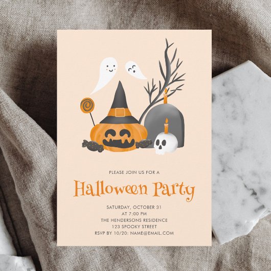 Invitation Jolie fête d'Halloween Citrouille Ghosts