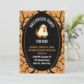 Invitation Jolie fête d'Halloween Enfants Noir Orange (Debout devant)