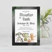 Invitation Jolie fête d'Halloween Monster Bash Éffrayant (Debout devant)