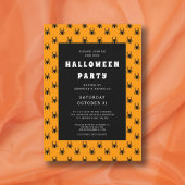 Invitation Jolie Fête D'Halloween Orange Et Araignées Noires