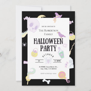 Invitation Jolie fête d'Halloween Pastel