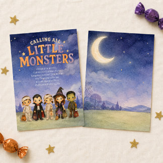 Invitation Jolie fête d'Halloween pour enfants en costumes