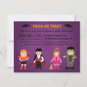 Invitation Jolie fête d'Halloween violette et effrayante