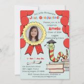 Invitation Jolie fête d'obtention du diplôme de ver de livre  (Devant)