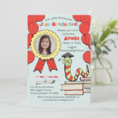 Invitation Jolie fête d'obtention du diplôme de ver de livre  (Debout devant)