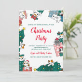 Invitation Jolie fête du chat de Noël (Debout devant)