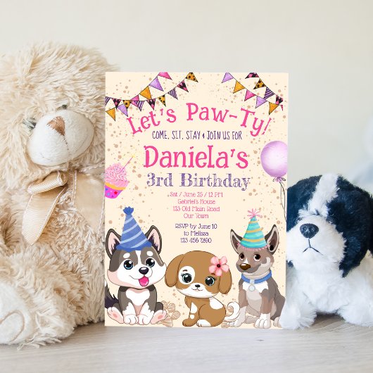 Invitation Jolie fête du chiot des chiots