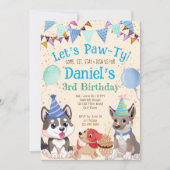 Invitation Jolie fête du chiot des chiots (Devant)