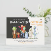 Invitation Jolie fête du costume d'Halloween enfants (Debout devant)