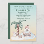 Invitation Jolie fête du pirate du coucher du soleil (Devant / Derrière)