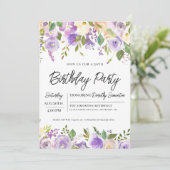 Invitation Jolie fête florale violette 30e anniversaire (Debout devant)