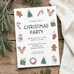 Invitation Jolie Fête Rouge Vert Amusant Vacances Noël Fête d