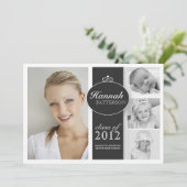 Invitation Jolie fille 4 - Photo Black & White Graduation (Debout devant)