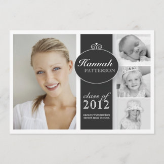 Invitation Jolie fille 4 - Photo Black & White Graduation
