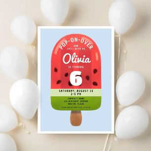 Invitation Jolie fille à la sucette de melon pour son sixième