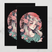 Invitation Jolie Fille Anime (Devant / Derrière)