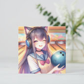 Invitation Jolie fille Anime à Bowling fête d'anniversaire (Debout devant)