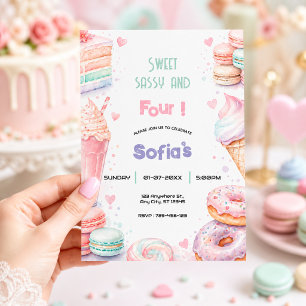 Invitation Jolie Fille Anniversaire Doux et Sassy Pastel Mign