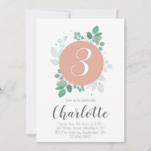 Invitation Jolie fille Anniversaire fleuri