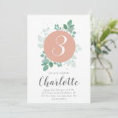 Invitation Jolie fille Anniversaire fleuri (Debout devant)