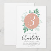 Invitation Jolie fille Anniversaire fleuri (Devant / Derrière)