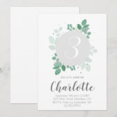 Invitation Jolie fille Anniversaire fleuri (Devant / Derrière)