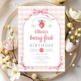 Invitation Jolie Fille aux Baies 1er Anniversaire