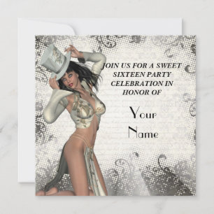 Invitation Jolie fille avec sweet sixteen de lys